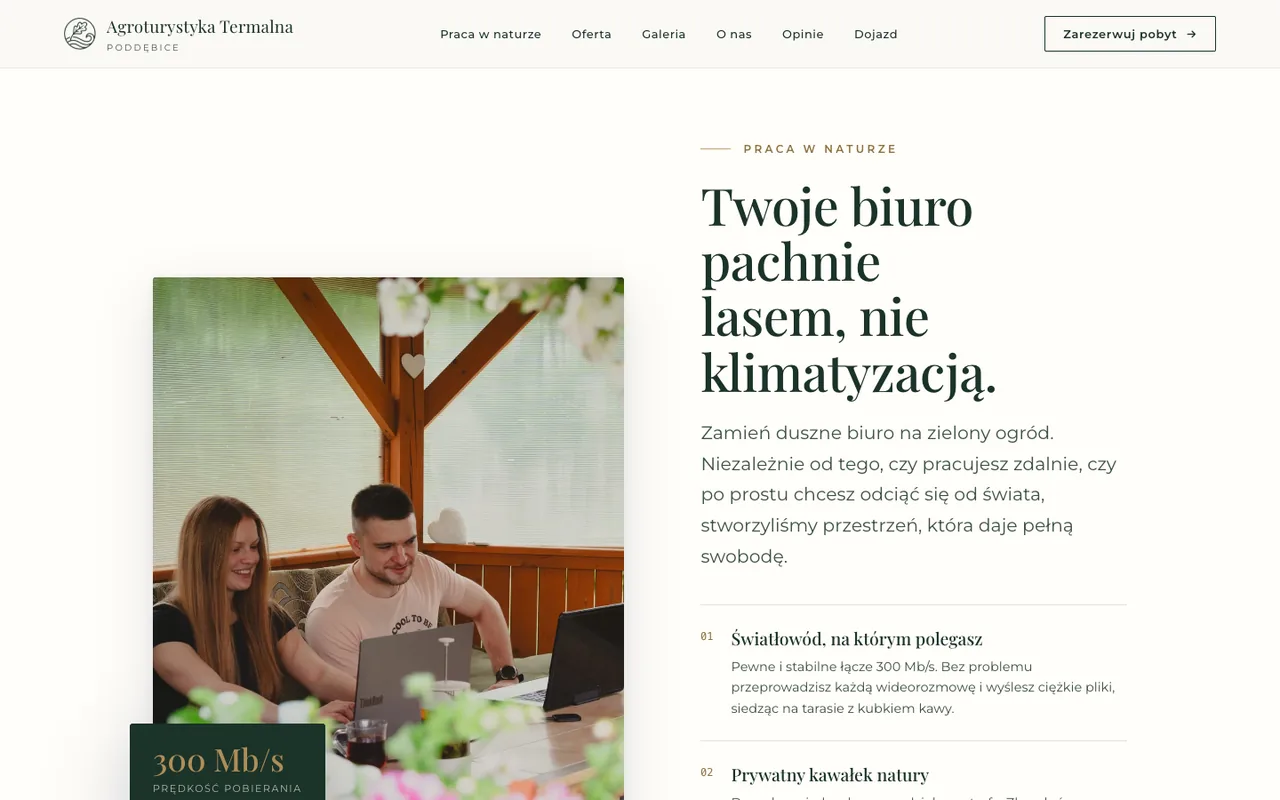 Praca zdalna na wsi ze światłowodem 300 Mb/s — Agroturystyka Termalna Poddębice